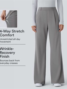 HALARA Wide-Leg Stretch Pants in Gray